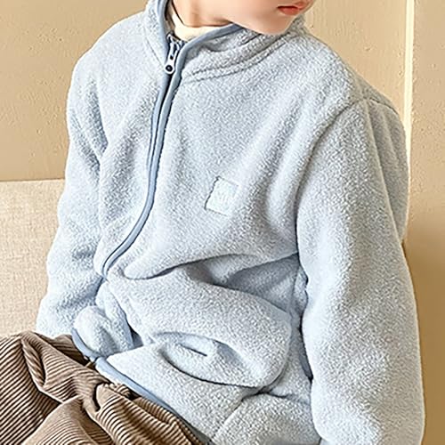 BILIKEYU Boys Girls Coats Fuzzy Fleece Jacket Long Sleeve Full Zip Lightweight Winter Warm Outwear for Kids 22