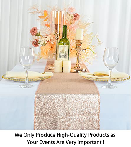 Shinybeauty Champagne Table Runners Pack Of 10 Wedding Decor Sequin Table Runner 12X108-Inch Champagne Blush Table Runner -0908S #TOP1
