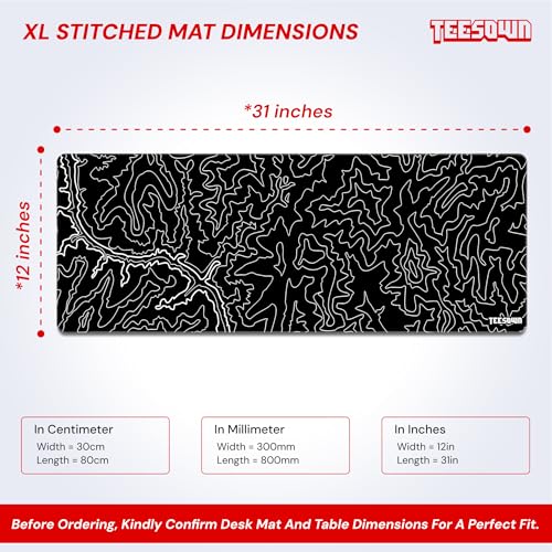 Image of Black Canyon Map Stitched Mousepad (12x31) for Laptop, Desktop, PC and Gaming Deskmat (Stitched Black 2.O, XL)