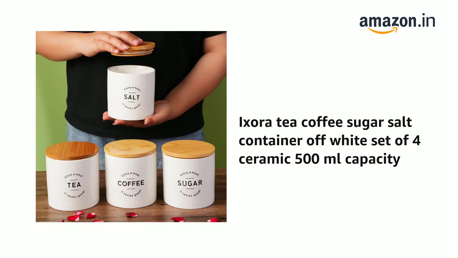Buy Ixora tea coffee sugar salt container off white set of 4