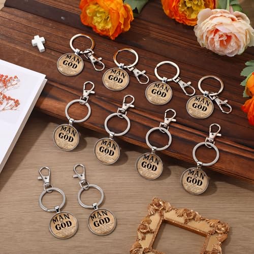 Image of 50 Pcs Christian Gifts for Father Day Man of God Keychains Bulk Religious Bible Verse Gift for Men Pastors Church (Vintage)