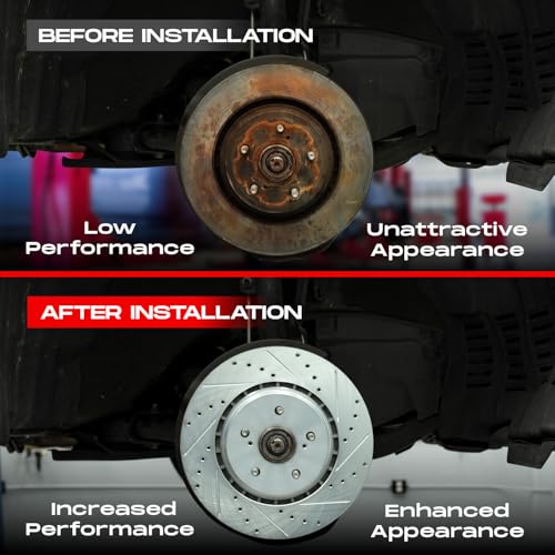Image of R1 Concepts Front Brake Kit Fits 2015-2017 Lexus NX200t; 2018-2021 Lexus NX300; 2015-2021 Lexus NX300h; 2010-2015 Lexus RX350| Optimum Oep Brake Pads and Drilled Slotted Brake Rotors| 12.9 inch Front