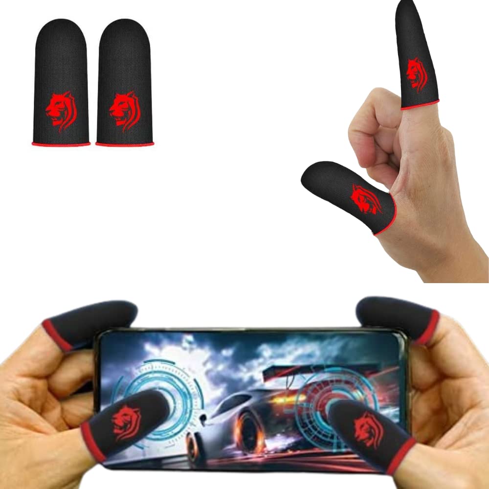StarDotHash® Anti Sweat Gaming Finger Sleeves Breathable Touch Screen Thumb Gloves PUBG COD FORTNITE (1 Pairs - 2Pieces) قفازات ببجي Gaming finger sleeves for mobile gaming applications