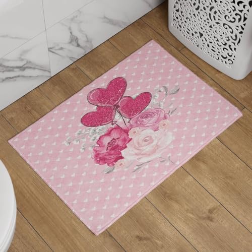 Tapis de cuisine long lavable en machine rose fleur 45x75cm - 4