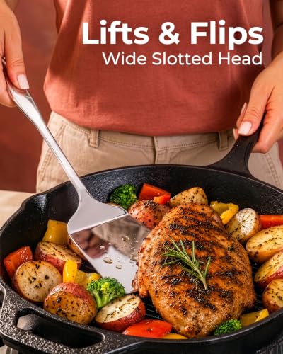 Image of Zulay Kitchen Stainless Steel Spatula Turner | 14.8 inch Heat-Resistant Solid Turner for Cooking, Frying & Grilling - Durable, Rust-Proof & Dishwasher Safe Kitchen Utensil