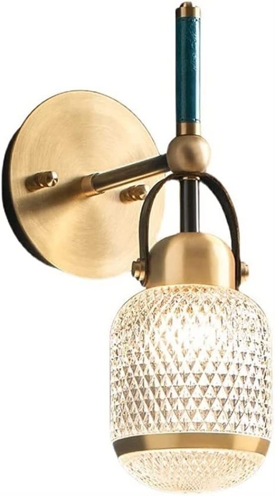 OLSKFUH Wall Lamp Copper Wall Sconce Acrylic Pattern Lampshade Bedside Reading Lamp Gold Wall Light G9 Lamp Holder Wall Mount Sconce Fixture For Bedroom Living Room Dining Room,