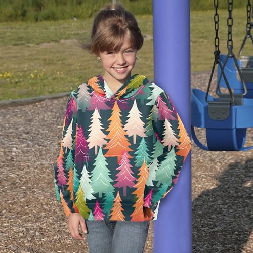 Kids Hoodies Sweaters Christmas Xmas Trees Hooded Sweatshirts with Big Pockets for Boys Girls B04002974