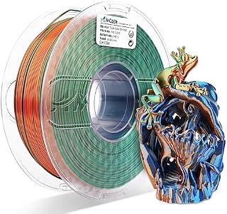 AMOLEN Filament do drukarki 3D potrójny kolorowy jedwabny filament PLA 1,75 mm, niebieski zielony pomarańczowy zestaw filamentu do drukowania 3D, 1 kg