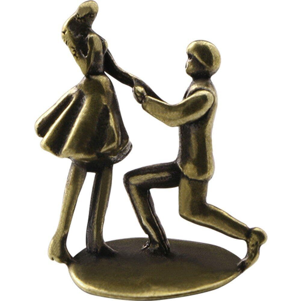 Casiler Gold Miniature Proposal Figure Mini Couple Statue Anniversary Brass Statue Crafts Wedding Couple Figurine