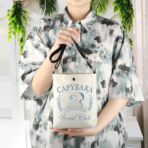 WCGXKO Capybara Social Club Crossbody Bag Capybara Lover Gift Cute Capybara Gift for Women 5