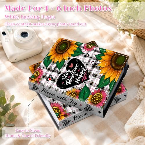 Image of Photo Album 4x6 120 Pockets Sunflower Plaid Pattern