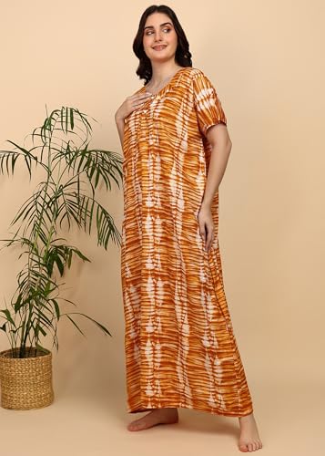 Image of Vlazom Women's Cotton Nighty Gown Combo - Pack of 2 Printed Maxi Nightwear, Free Size, Soft & Breathable Sleepwear for Ladies