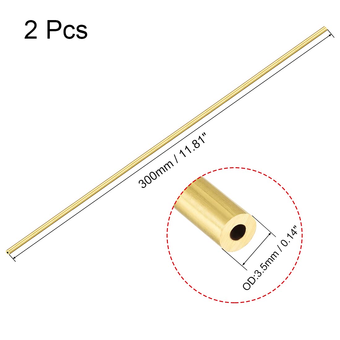 Sourcing Map Lot De 3 Tubes Ronds En Laiton, Longueur 300 Mm