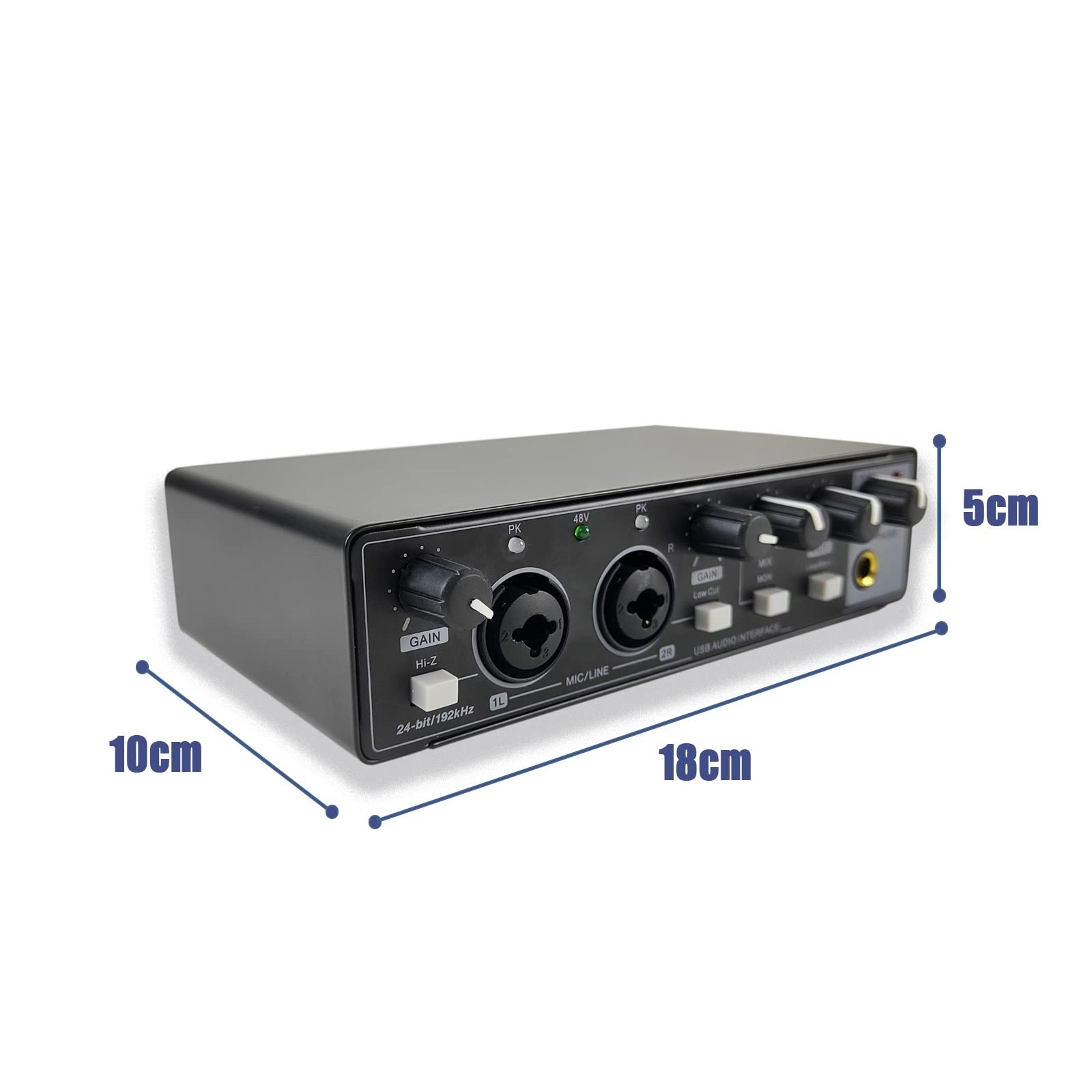 Mikser audio, Karta dźwiękowa do nagrań Sprzęt dźwiękowy do studia Interfejs USB do nagrywania z monitorowaniem sprzężenia zwrotnego 48V do gitar, basu, klawiatur(Nero)
