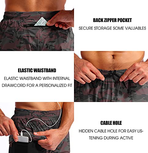 Image of Pudolla Men's 2 in 1 Running Shorts 5 inch Quick Dry Gym Athletic Workout Shorts for Men with Phone Pockets