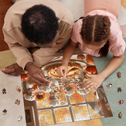 Puzzles de Ratones Lindos para Adultos 1000 Piezas, Puzzles de Ratones de Cocina de Otoño, Rompecabezas Difícil de Animales para Arte de Pared en Casa miniatura 6