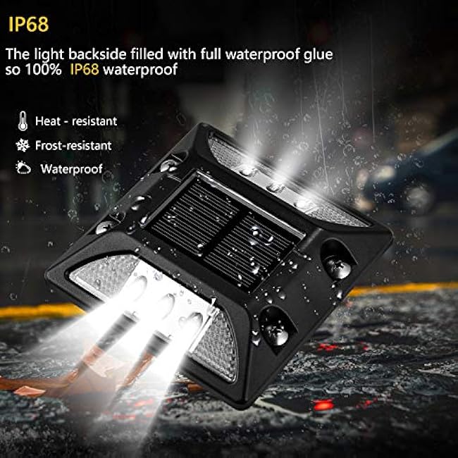 Solar Deck Lights, Driveway Outdoor LED Lights,Solar Powered Waterproof Road Markers for Step, Sidewalk,Stair, Garden Ground,Pathway Yard(6PACK)