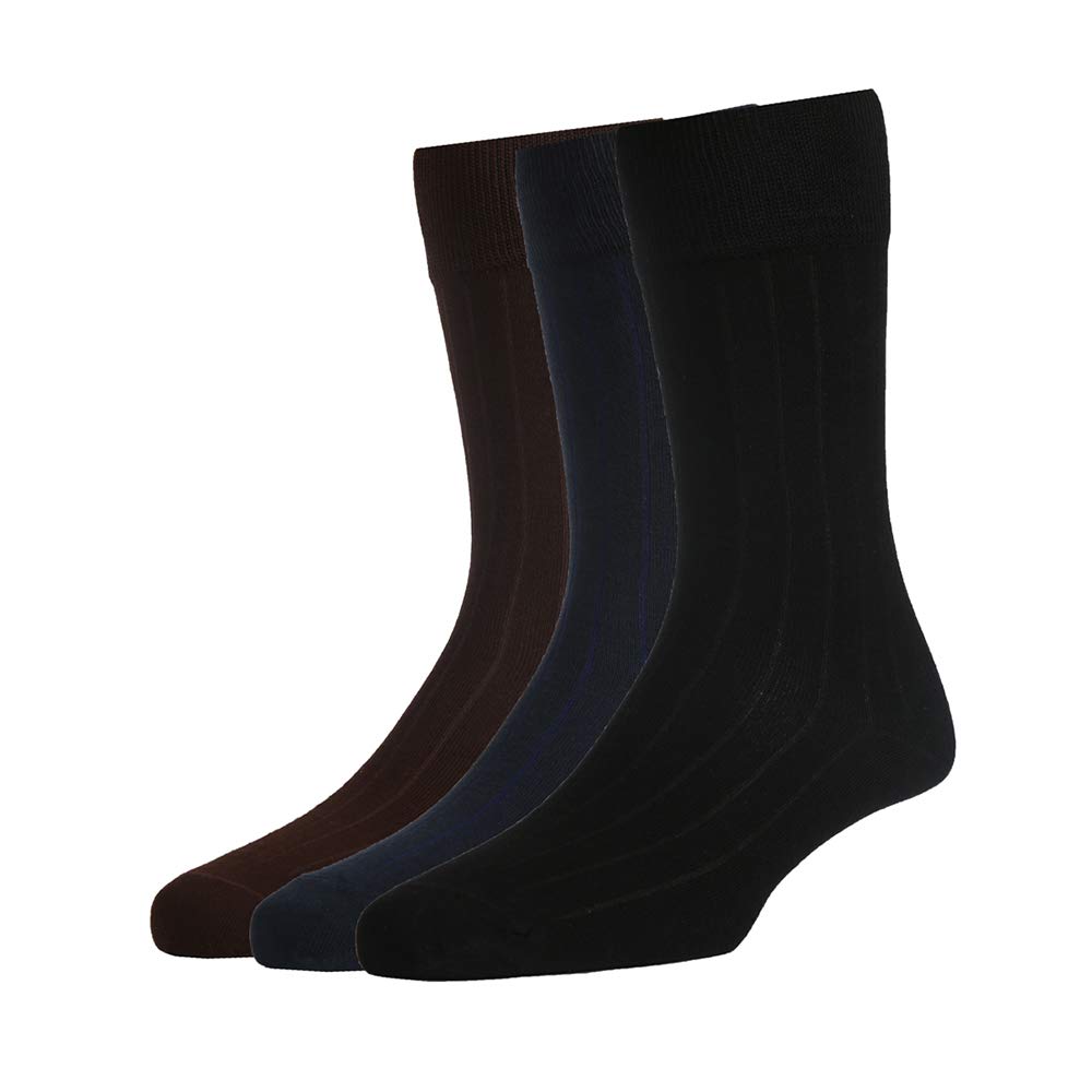 Peter EnglandMen's Cotton Full Length Socks (Beige; Khaki; Olive; Free Size) - Pack of 3