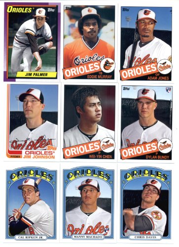 2013 Topps Archives Baseball Cards Team Set - Baltimore Orioles (9 Cards) : Cal Ripken Jr. Manny Machado Chris Davis Jim Johnson Wei-Yin Chen Dylan Bundy Adam Jones Eddie Murray Jim Palmer