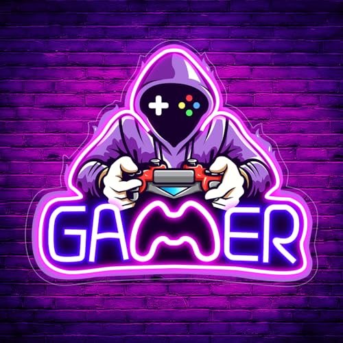 Timogift Game Neon Sign LED Video Neon Light Sign for Game Room Decor UV Printed Game Neon Lights for Bedroom Wall Decor Game Room Party Decoration Best Christmas Gamer Gifts for Teenage Boy 01