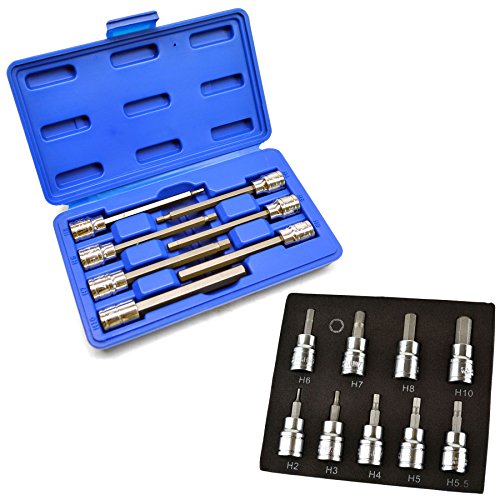 Long and Short Hex/Allen Key Socket Bit Set 3/8