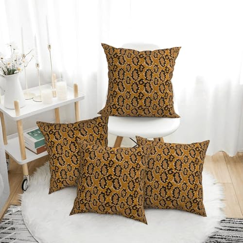 VOSERY Juego de 4 fundas de almohada modernas con patrón de serpiente, 16 x 16 pulgadas, fundas de almohada decorativas para sofá, cama, sala de estar, casa de campo, funda de cojín suave