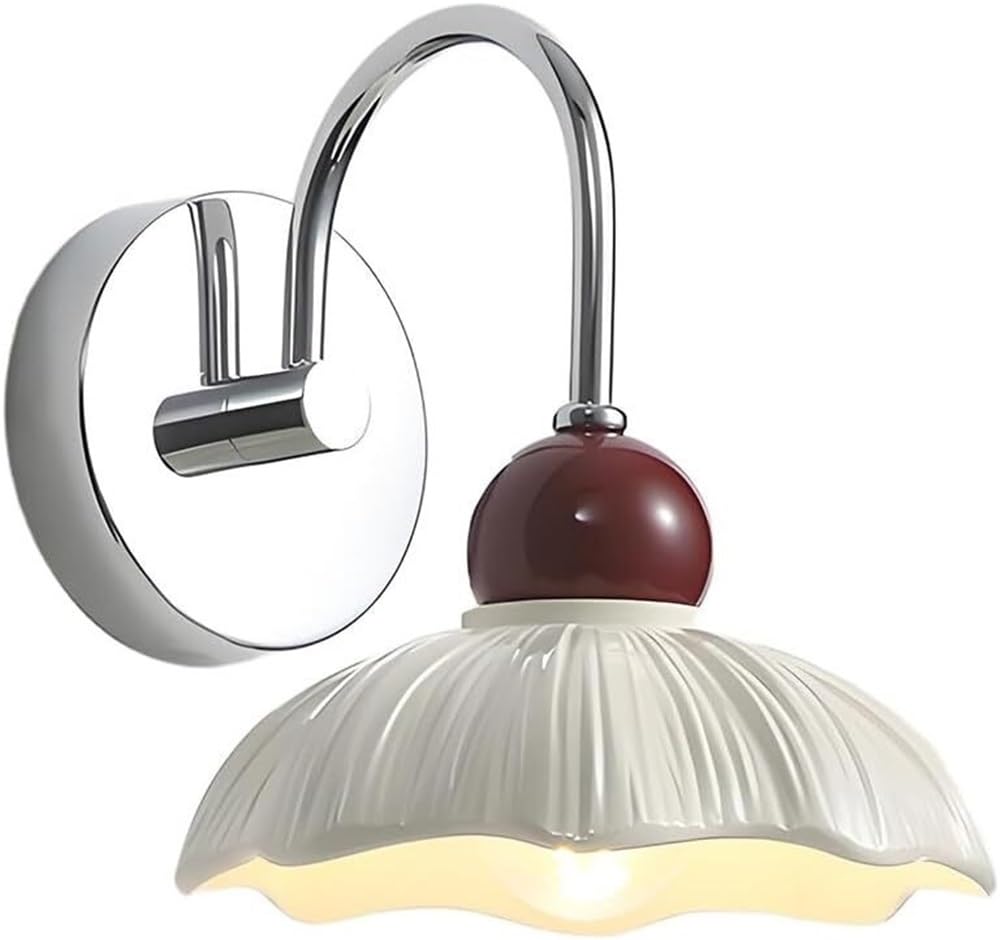 LYOUAE French Minimalist Resin Wall Sconce Hardwired Metal Finish Wall Mount Lamp Indoor Bedroom Bedside Wall Light for Bedroom Living Room Hallway(Cream)