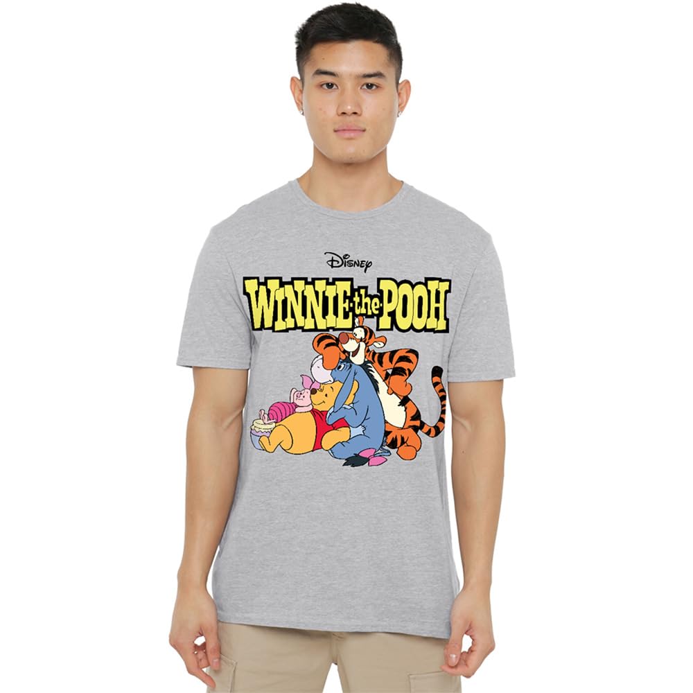 Disney Winnie The Pooh and Friends Retro Logo Unisex T Shirt, Athletic Heather, XX-Large