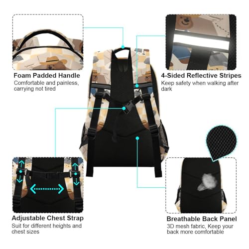 Cartoon Brown Beer Workers big kid backpack with big book bags for 5th grade school boys girls mochila para ni?os4