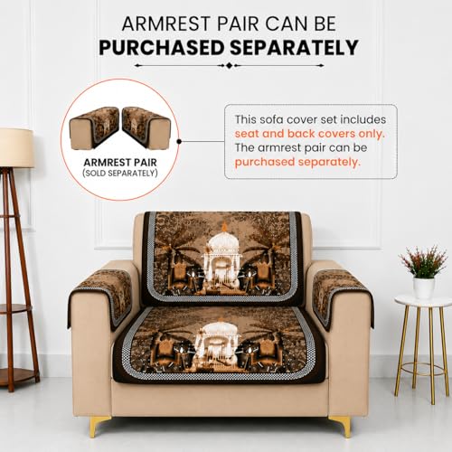 Image of Homerz Premium 'Luxe Series' Sofa Cover | Holland Velvet Fabric | Smooth Finish | Anti-Slip Fleece Backing Couch Protector (Maharaja, 1 Seater, Seat Cover with Backrest)