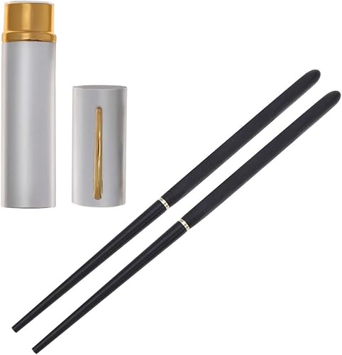 Miniatura 9 de Palillos plegables con estuche, palillos de viaje, palillos de madera plegables, palillos reutilizables para camping de oficina, color aleatorio