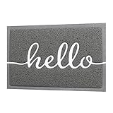 Homaxy “Hello” Fußmatte außen und innen, rutschfeste Schmutzfangmatte Türmatte, waschbar Fussmatte aussen für Haustür, Eingangsbereich, Garten (40 x 60 cm, Grau)