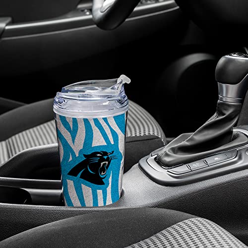 Image of Rico Industries NFL Football Glitter 24oz Acrylic Glitter Tumbler with Hinged Lid, Officially Licensed Double Wall Tumbler with Straw