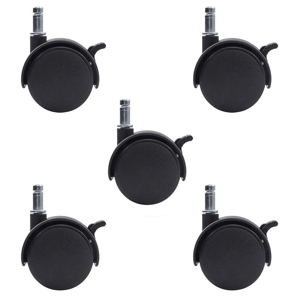 Genrics Door Hardware Set of 5 Nylon Wheel Casters with Brake, 50mm Dia Chair Wheel Replacement Universal Swivel Caster Trolley Wheel with Lock Function