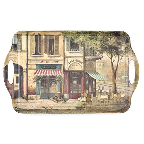 Pimpernel Parisian Scenes Collection Large Handled Tray | Serving Tray For Lunch, Coffee, Or Breakfast | Made Of Melamine For Indoor And Outdoor Use | Measures 18.9" X 11.6" | Dishwasher Safe #TOP5