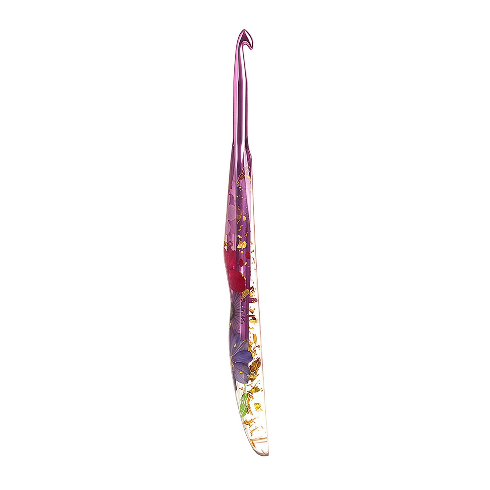 RetroNest Ergonomic Crochet Hook with Dried Flower Resin Handle,2.0mm-8.0mm Smooth Aluminum Head for Comfortable Knitting,Ideal Crafting Tool for Blankets Scarves and Dolls 18cm Long 6.5mm