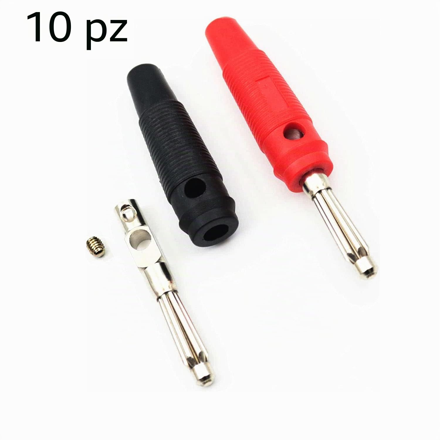 RUNCCI-YUN 10 pz Spina a Banana 4 mm, Connettore per Cavo Audio Altoparlante Nero Rosso