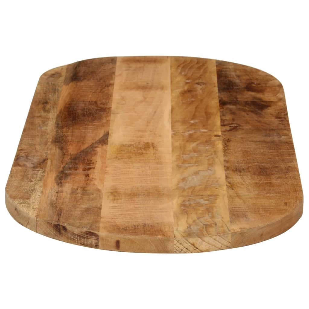 Piano da tavolo in legno massiccio ovale, 90 x 40 x 3,8 cm, in legno di mango grezzo, piano di lavoro di ricambio per mobili, accessorio per fai da te, bricolage, ristrutturazione, con bordo naturale
