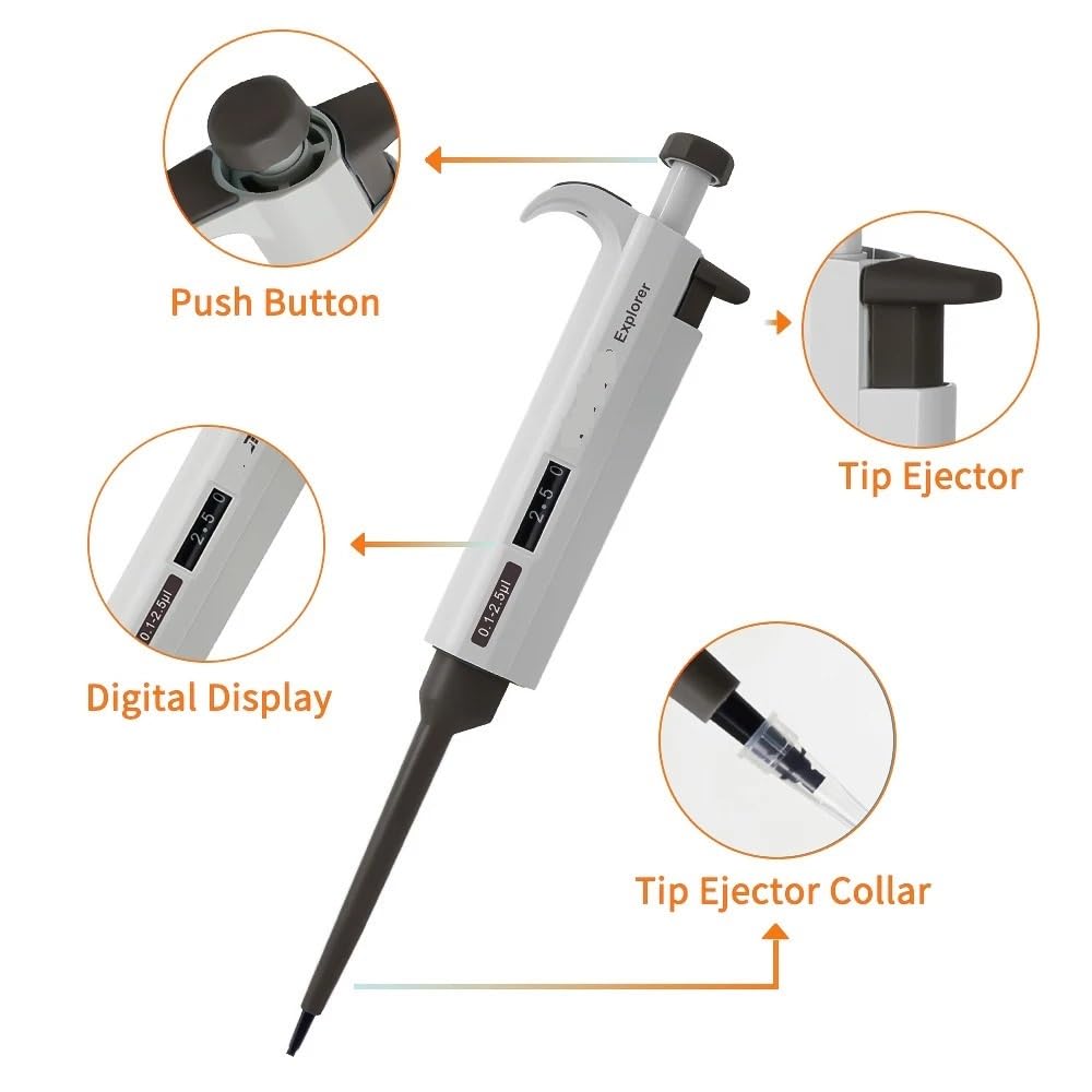 Laborpipette, einstellbare digitale Einkanal-Mikropipette, hochpräzise Pipette mit variablem Volumen, Laborausrüstung(20-200ul)