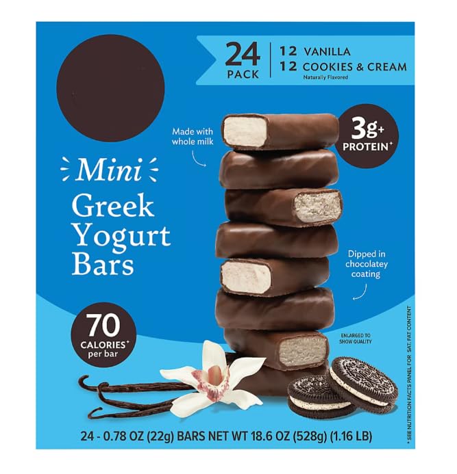 Greek Cookies & Cream, Vanilla Yogurt Bars, Mini Bars Pack, 24 pk./0.78 oz.