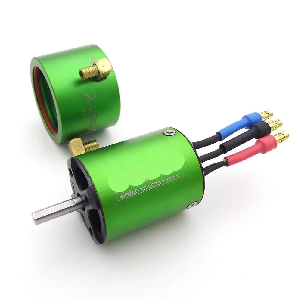 3-4S 2835 KV3300 4-poliger bürstenloser Motor, 4-mm-Welle und wassergekühlte, mantelgekühlte Abdeckung | For RC Boot Jet Marine Yacht(Motor with jacket)