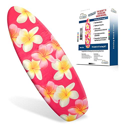 Ezy Iron Ironing Board Cover And Pad - Cuts Ironing Time In Half - 15X54 Inch -Thick Padding - Fits Small, Standard Size Extra Wide Large And 18 X 49 Inches - Premium Heavy Duty Padded Covers (Pink) #TOP28