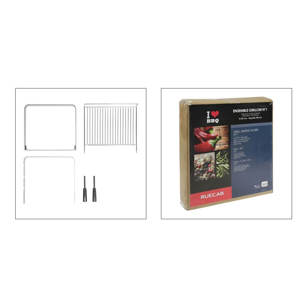 I LOVE BBQ - 3941 - Grilloir Barbecue et Cheminée 40x60 cm – Support avec Grille de Cuisson Réglable – Acier – 6 à 8 Couverts – Accessoire BBQ & Grillades Extérieures