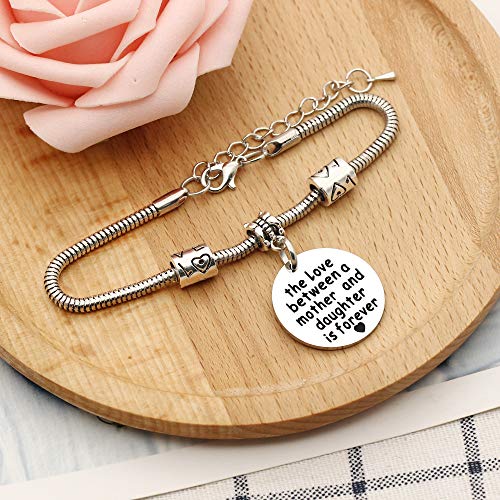 KENYG The Love Between A Mother and Daughter is Forever Round Shape Pendant Snake Bracelet Bangle for Mother - Image 4
