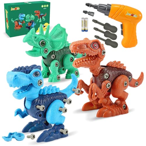 LeonMake Dinosaur Toys for Kids 3-5: Take Apart Dinosaur Toy for 3 4 5 6 7 8 Year Old Boys Girl | STEM Construction Building Dinosaur with Electric Drill | Boys Toys Age 6-8 | Christmas Birthday Gifts