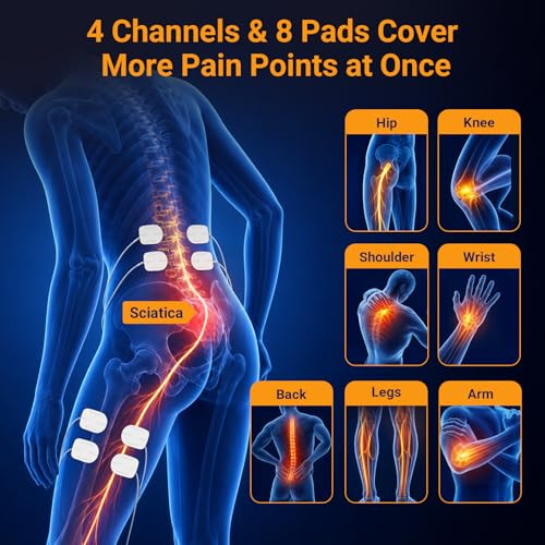 Comfytemp 4 Outputs TENS Unit for Cover Multiple Parts, TENS Unit Muscle Stimulator with Customizable User Mode & 19 Modes, FSA HSA Eligible, Pain Relief & Massage for Back, Shoulder, Neck, Sciatica - Image 3