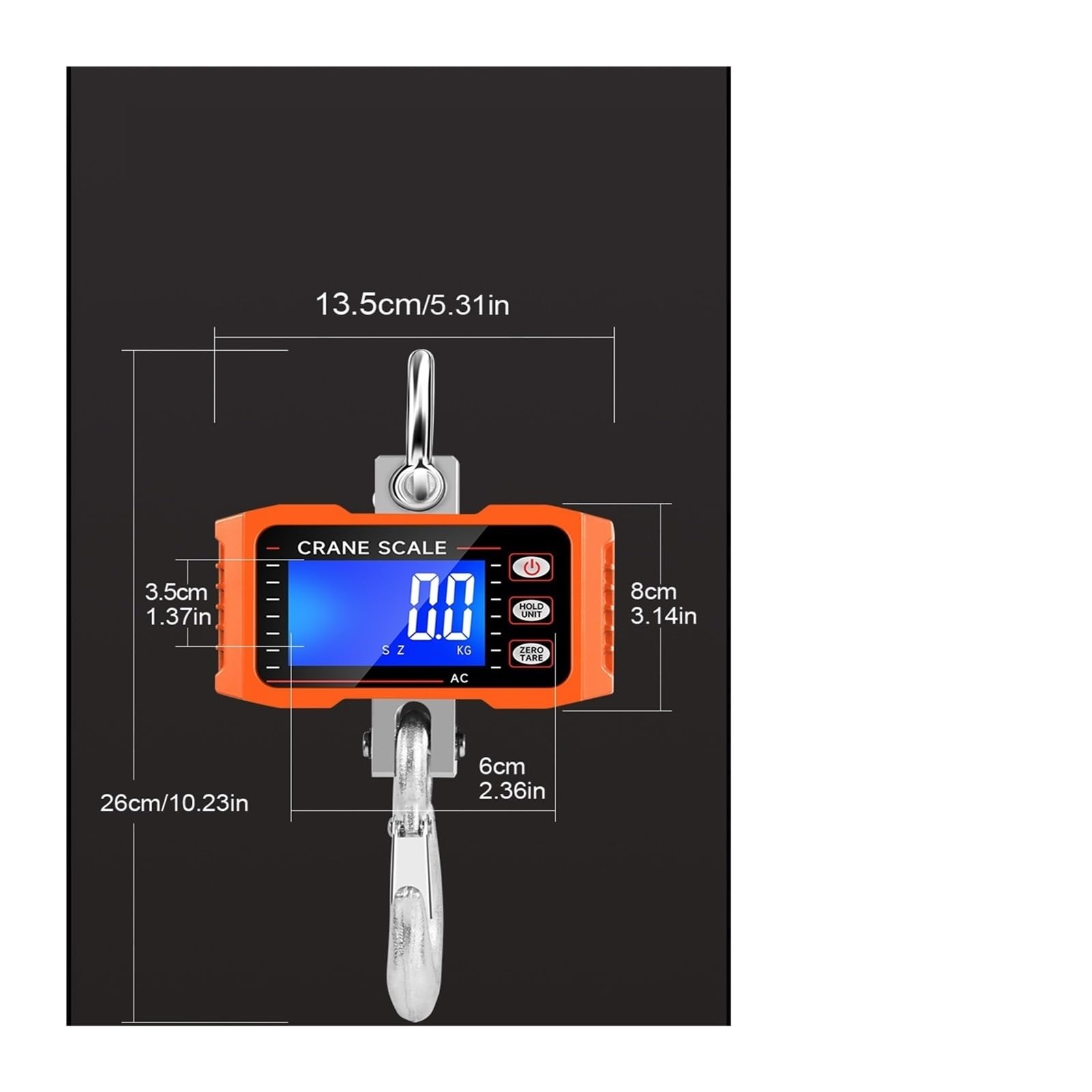 Báscula de Grúa, Báscula industrial resistente de aluminio llena del gancho, balanza electrónica portátil PDA(Nero,500kg)