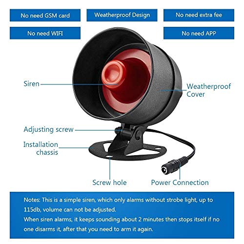 KERUI Wireless Security Burglar Door Alarm System Kit for Garage Shed House Hotel Shop Apartment, Weatherproof Siren Horn with Remote Control Door Contact Sensor,Motion Sensor,Loud Up to 115db - Image 3