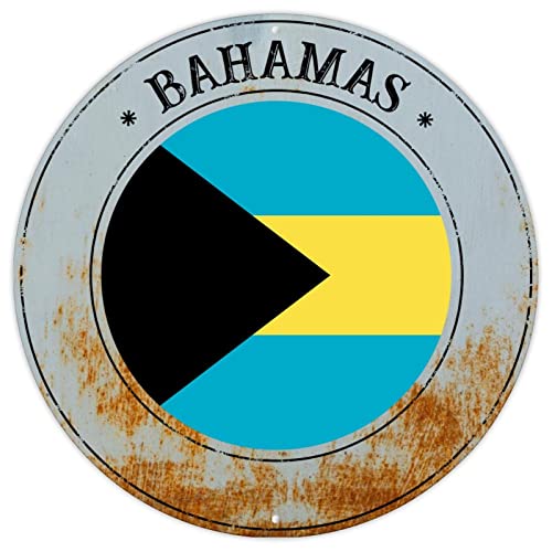 Panneau en aluminium avec drapeau des Bahamas - Cadeau souvenir du pays des Bahamas - Vintage - En métal de qualité pour salon, cuisine, porche - 22,9 x 22,9 cm