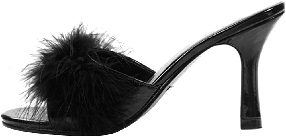 Ellie Shoes Women's 3.5 Inch Heel Maribou Slippers (Black;8)